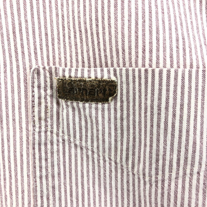 Carhartt Stripe Pattern Short Sleeve Work Shirt, Men's M unclear burgundy type Vintage Second Hand
