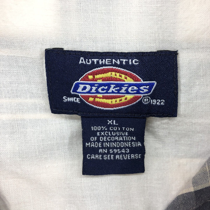 Dickies Check Pattern Short Sleeve Work Shirt Men's XL cotton gray type Vintage Second Hand