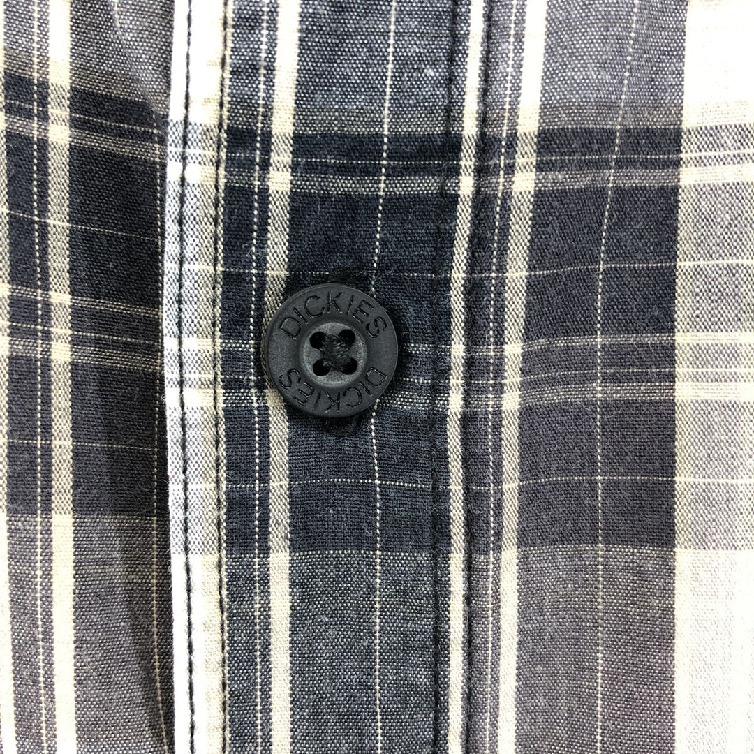 Dickies Check Pattern Short Sleeve Work Shirt Men's XL cotton gray type Vintage Second Hand