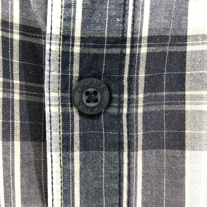 Dickies Check Pattern Short Sleeve Work Shirt Men's XL cotton gray type Vintage Second Hand