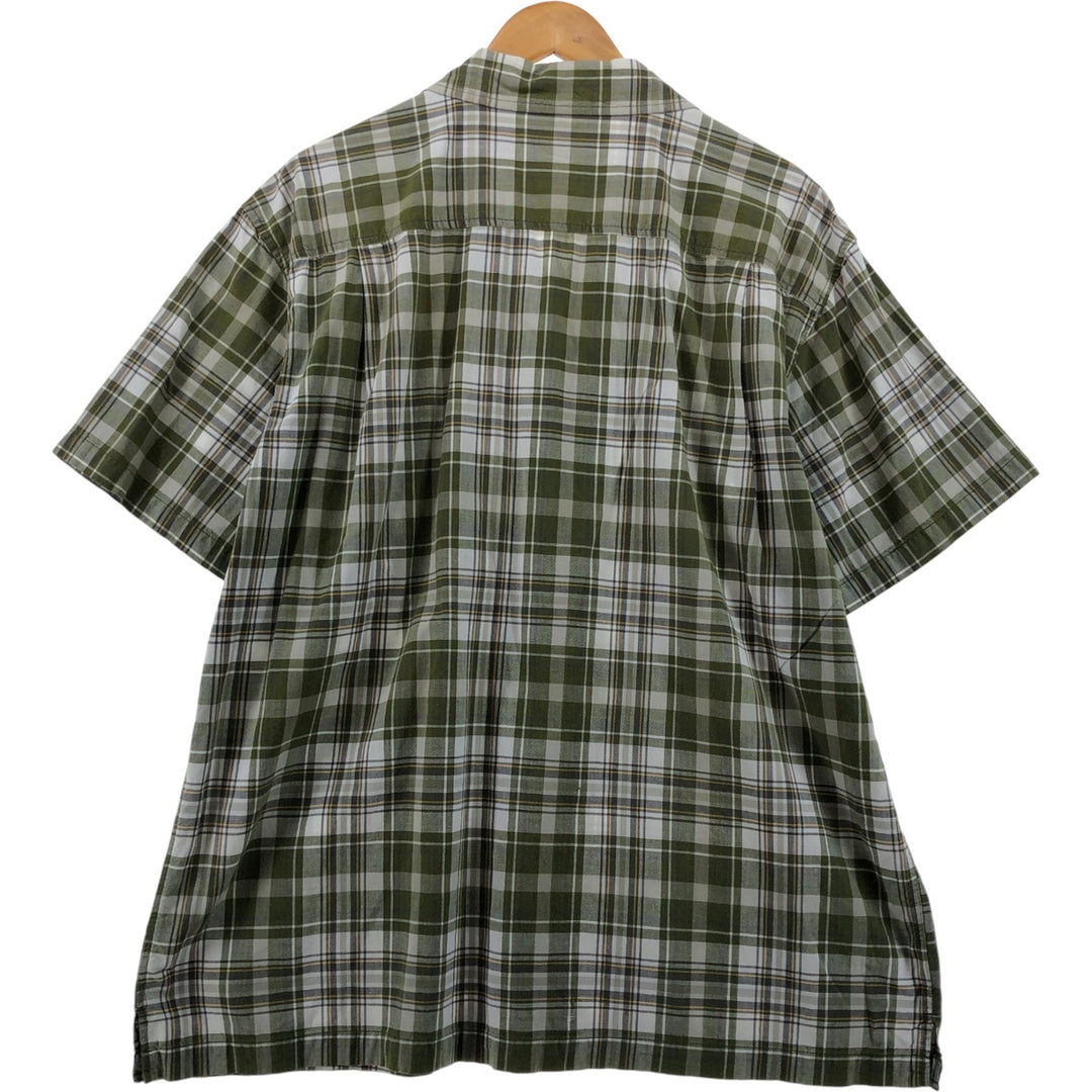 Dickies Check Pattern Open Collar Short Sleeve Work Shirt Box Shirt Men's XL cotton Khaki type sage green Vintage Second Hand