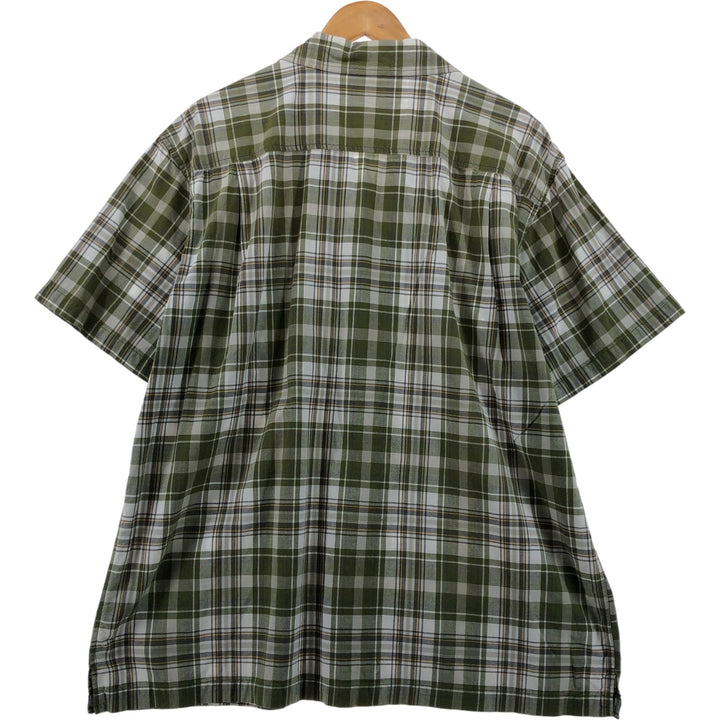 Dickies Check Pattern Open Collar Short Sleeve Work Shirt Box Shirt Men's XL cotton Khaki type sage green Vintage Second Hand