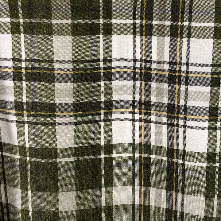 Dickies Check Pattern Open Collar Short Sleeve Work Shirt Box Shirt Men's XL cotton Khaki type sage green Vintage Second Hand
