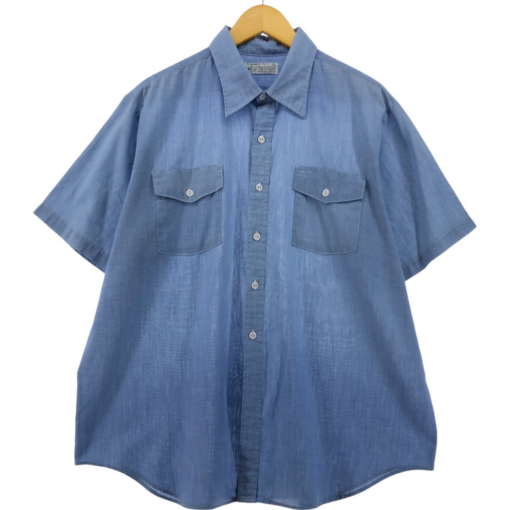 Playboy short sleeve work shirt, made in the USA, men's size XL polyester blue type Vintage Second Hand