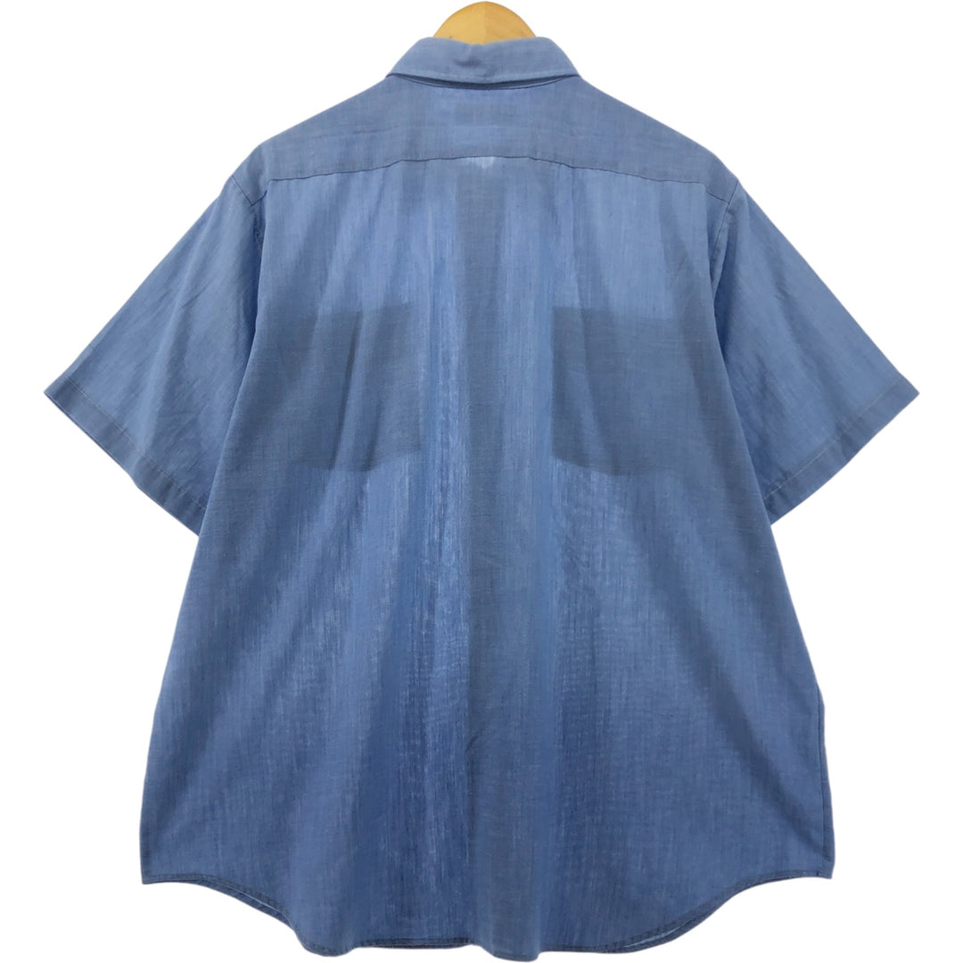 Playboy short sleeve work shirt, made in the USA, men's size XL polyester blue type Vintage Second Hand