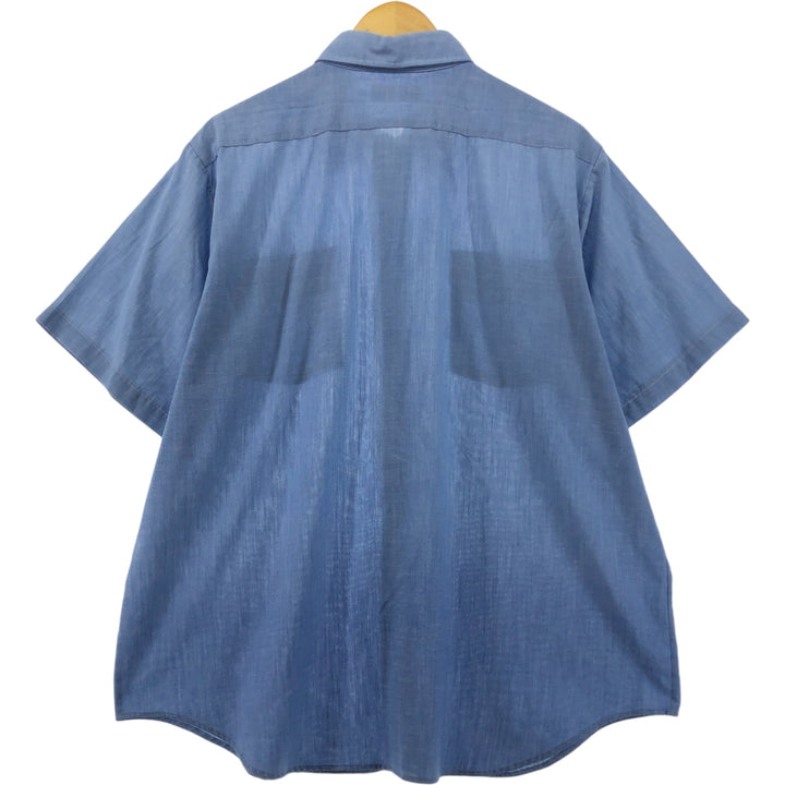 Playboy short sleeve work shirt, made in the USA, men's size XL polyester blue type Vintage Second Hand