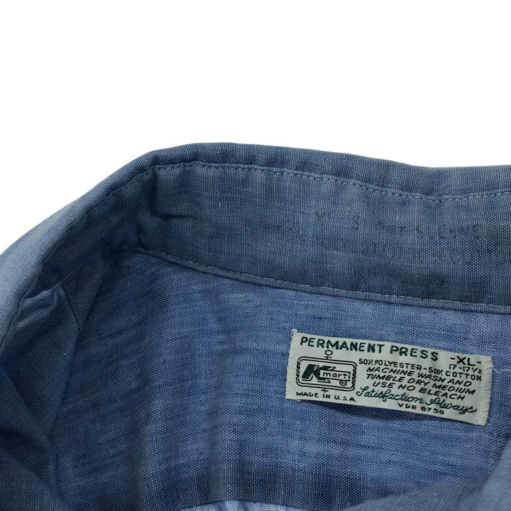 Playboy short sleeve work shirt, made in the USA, men's size XL polyester blue type Vintage Second Hand
