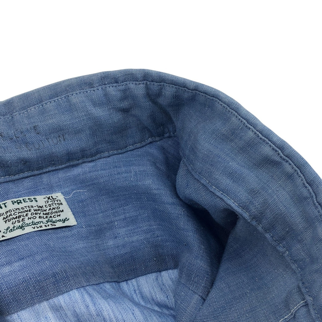 Playboy short sleeve work shirt, made in the USA, men's size XL polyester blue type Vintage Second Hand