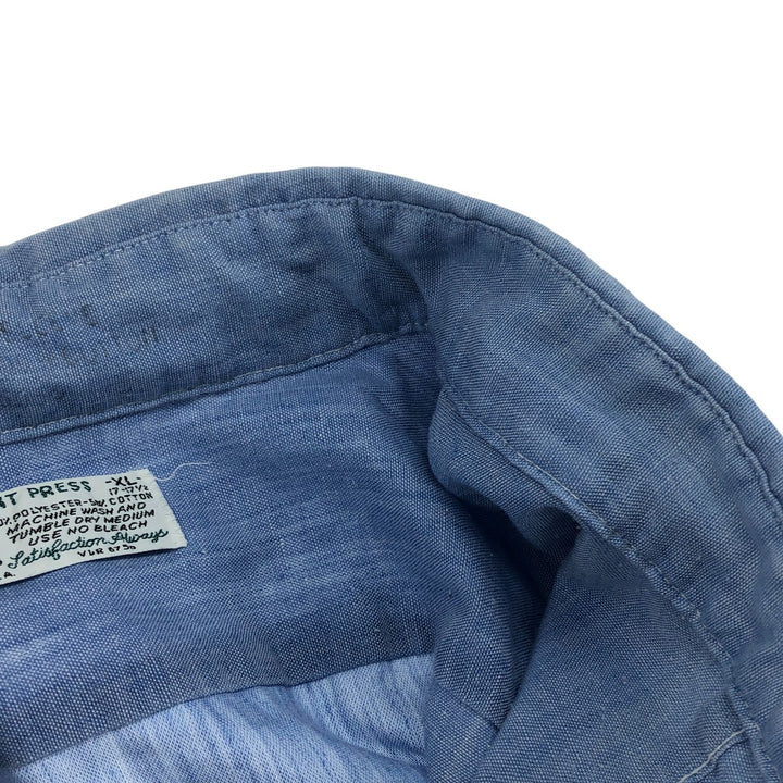 Playboy short sleeve work shirt, made in the USA, men's size XL polyester blue type Vintage Second Hand