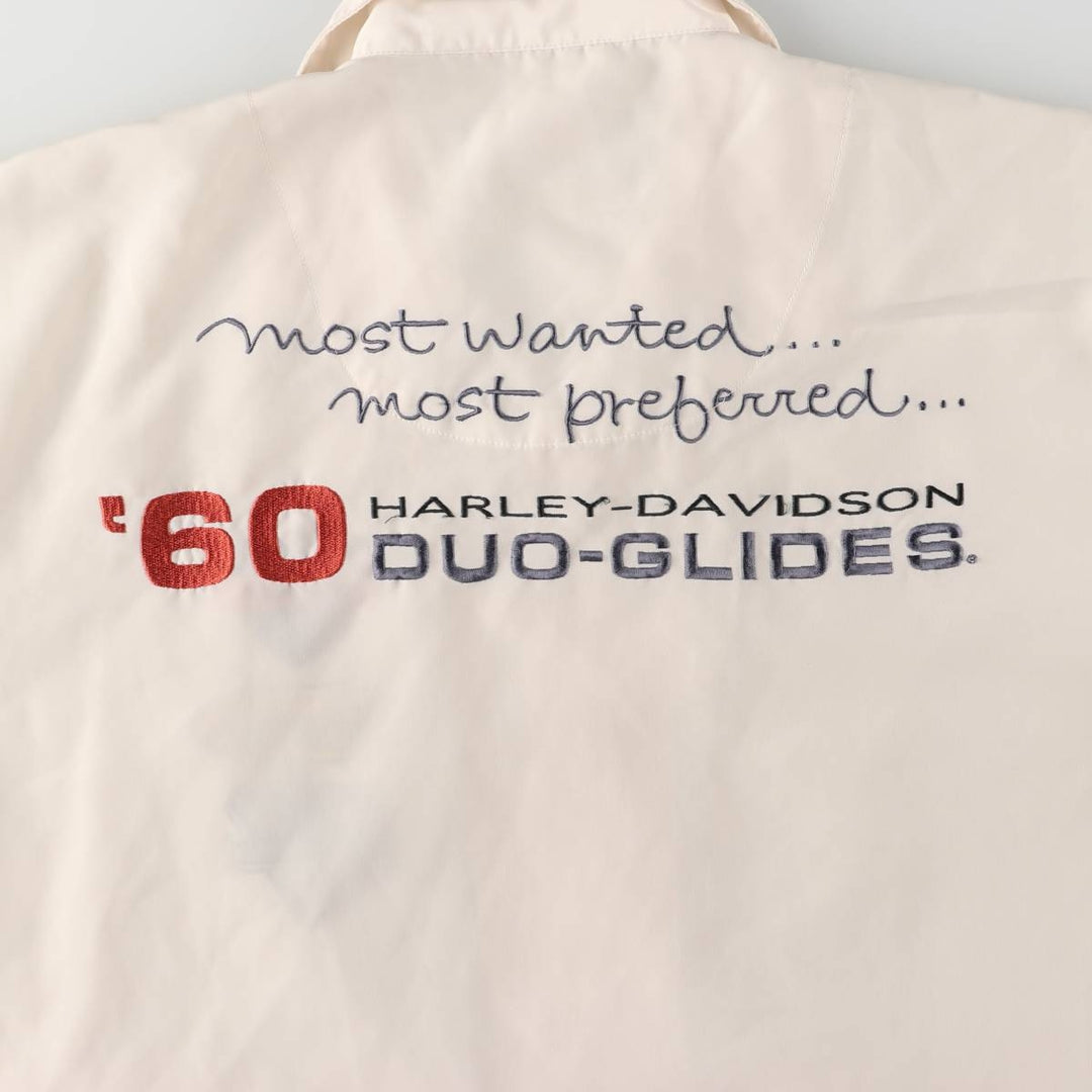 Harley-Davidson Open Collar Short Sleeve Work Shirt Box Shirt Men's S Size polyester ivory Vintage Second Hand