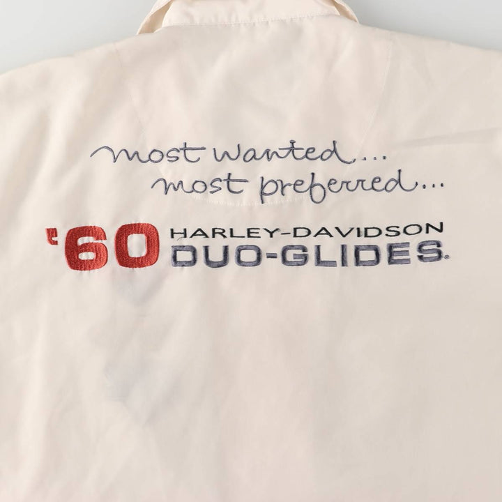 Harley-Davidson Open Collar Short Sleeve Work Shirt Box Shirt Men's S Size polyester ivory Vintage Second Hand