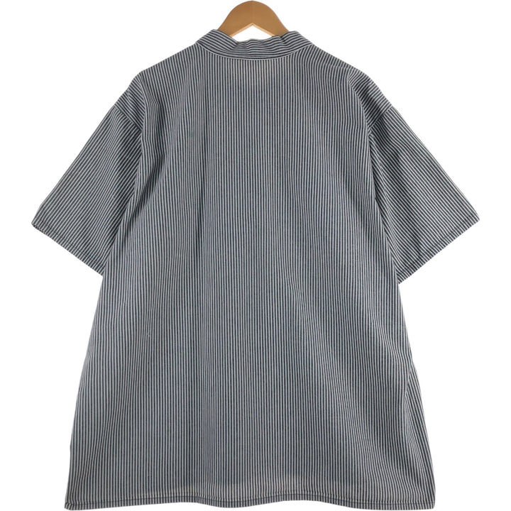 80'S Ben Davis Stripe Pattern Half Zip Short Sleeve Work Shirt Box Shirt Made in USA Men's XXL Vintage cotton black type Vintage Second Hand