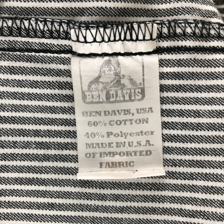 80'S Ben Davis Stripe Pattern Half Zip Short Sleeve Work Shirt Box Shirt Made in USA Men's XXL Vintage cotton black type Vintage Second Hand