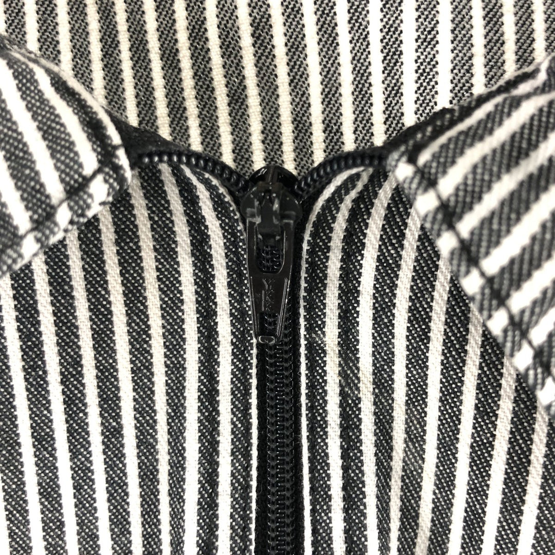 80'S Ben Davis Stripe Pattern Half Zip Short Sleeve Work Shirt Box Shirt Made in USA Men's XXL Vintage cotton black type Vintage Second Hand