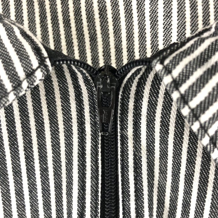 80'S Ben Davis Stripe Pattern Half Zip Short Sleeve Work Shirt Box Shirt Made in USA Men's XXL Vintage cotton black type Vintage Second Hand