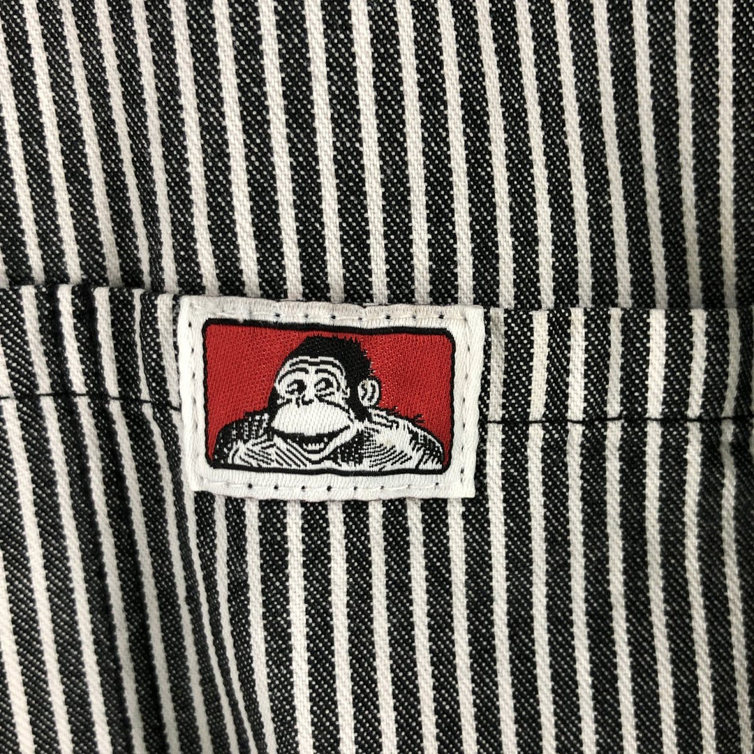 80'S Ben Davis Stripe Pattern Half Zip Short Sleeve Work Shirt Box Shirt Made in USA Men's XXL Vintage cotton black type Vintage Second Hand