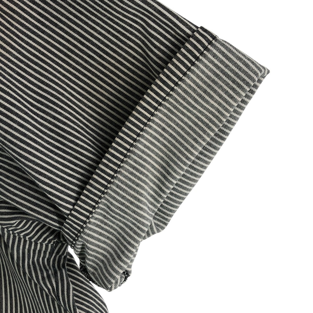 80'S Ben Davis Stripe Pattern Half Zip Short Sleeve Work Shirt Box Shirt Made in USA Men's XXL Vintage cotton black type Vintage Second Hand