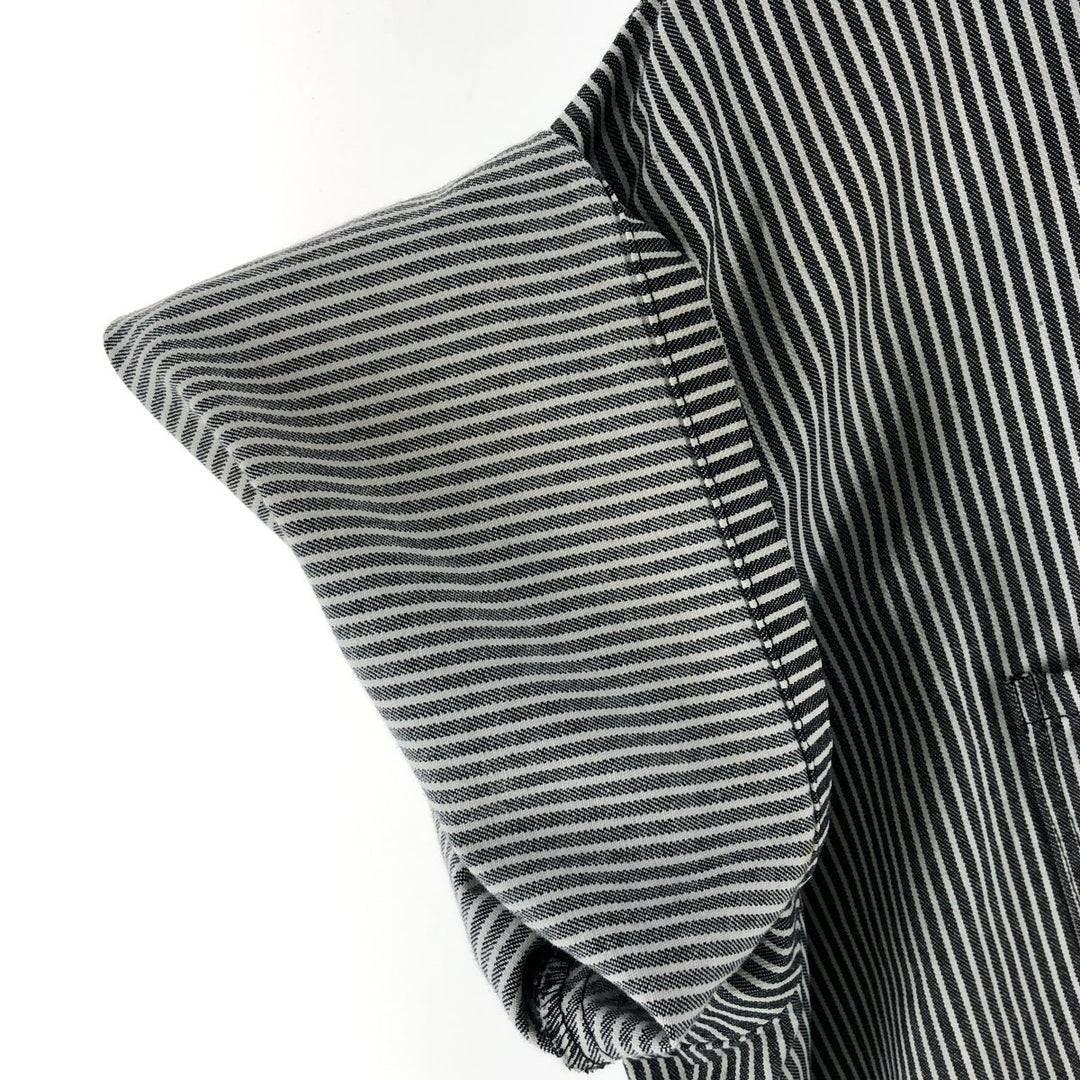 80'S Ben Davis Stripe Pattern Half Zip Short Sleeve Work Shirt Box Shirt Made in USA Men's XXL Vintage cotton black type Vintage Second Hand