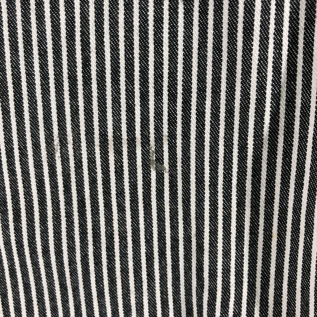 80'S Ben Davis Stripe Pattern Half Zip Short Sleeve Work Shirt Box Shirt Made in USA Men's XXL Vintage cotton black type Vintage Second Hand