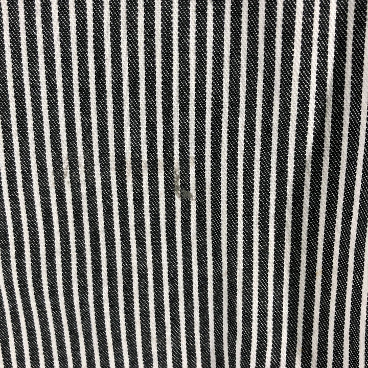 80'S Ben Davis Stripe Pattern Half Zip Short Sleeve Work Shirt Box Shirt Made in USA Men's XXL Vintage cotton black type Vintage Second Hand