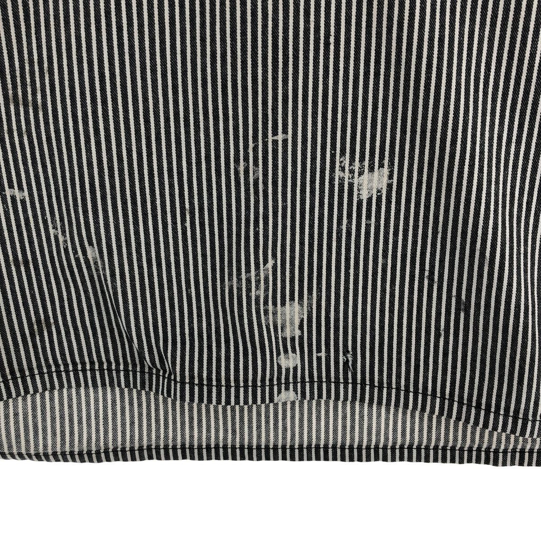 80'S Ben Davis Stripe Pattern Half Zip Short Sleeve Work Shirt Box Shirt Made in USA Men's XXL Vintage cotton black type Vintage Second Hand