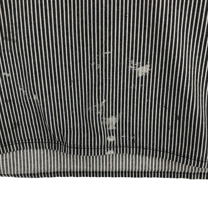 80'S Ben Davis Stripe Pattern Half Zip Short Sleeve Work Shirt Box Shirt Made in USA Men's XXL Vintage cotton black type Vintage Second Hand