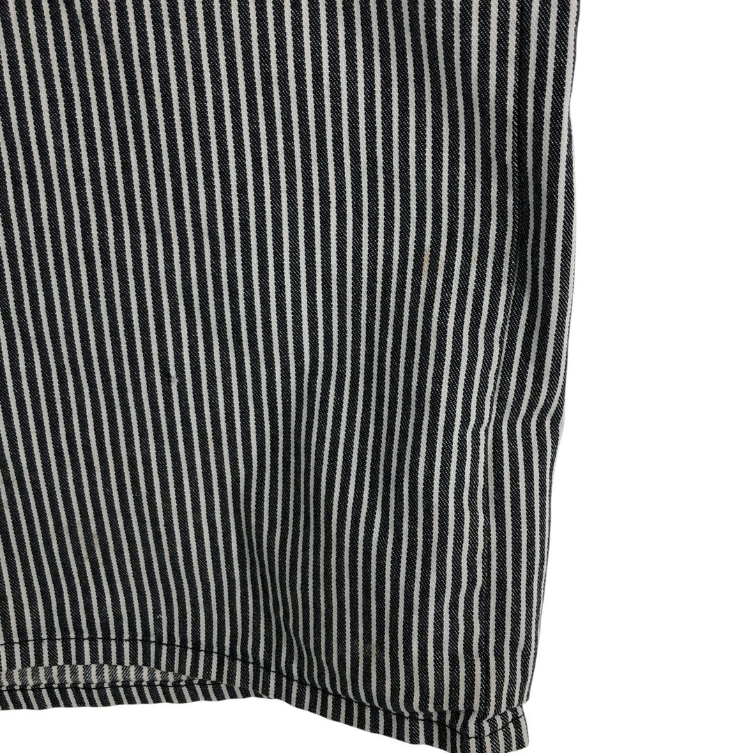 80'S Ben Davis Stripe Pattern Half Zip Short Sleeve Work Shirt Box Shirt Made in USA Men's XXL Vintage cotton black type Vintage Second Hand