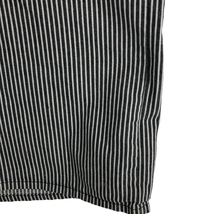 80'S Ben Davis Stripe Pattern Half Zip Short Sleeve Work Shirt Box Shirt Made in USA Men's XXL Vintage cotton black type Vintage Second Hand