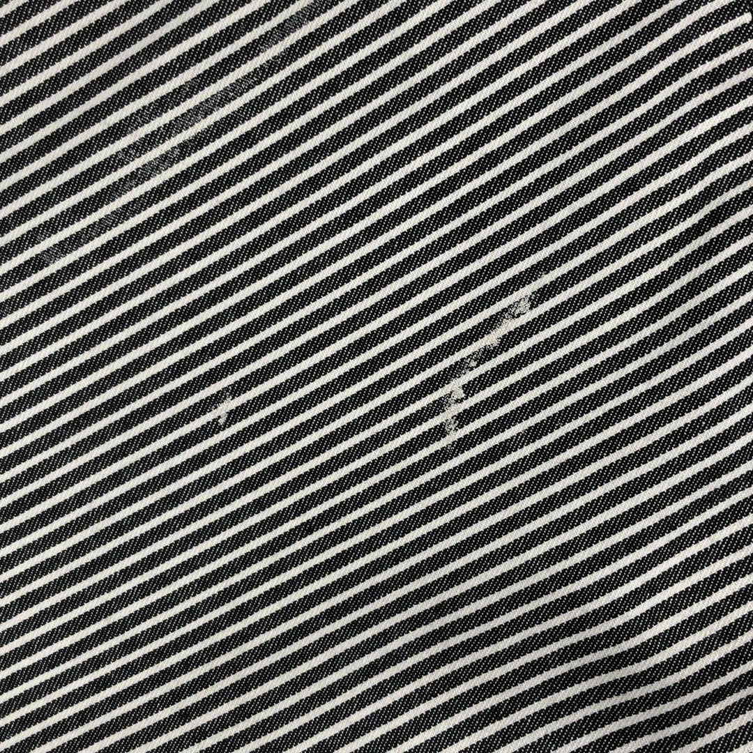 80'S Ben Davis Stripe Pattern Half Zip Short Sleeve Work Shirt Box Shirt Made in USA Men's XXL Vintage cotton black type Vintage Second Hand