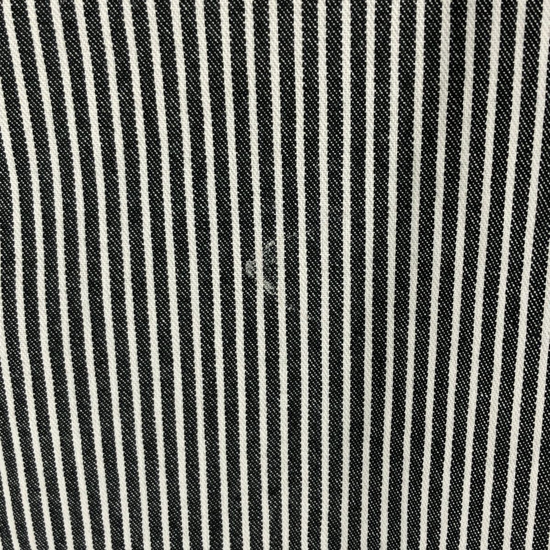 80'S Ben Davis Stripe Pattern Half Zip Short Sleeve Work Shirt Box Shirt Made in USA Men's XXL Vintage cotton black type Vintage Second Hand