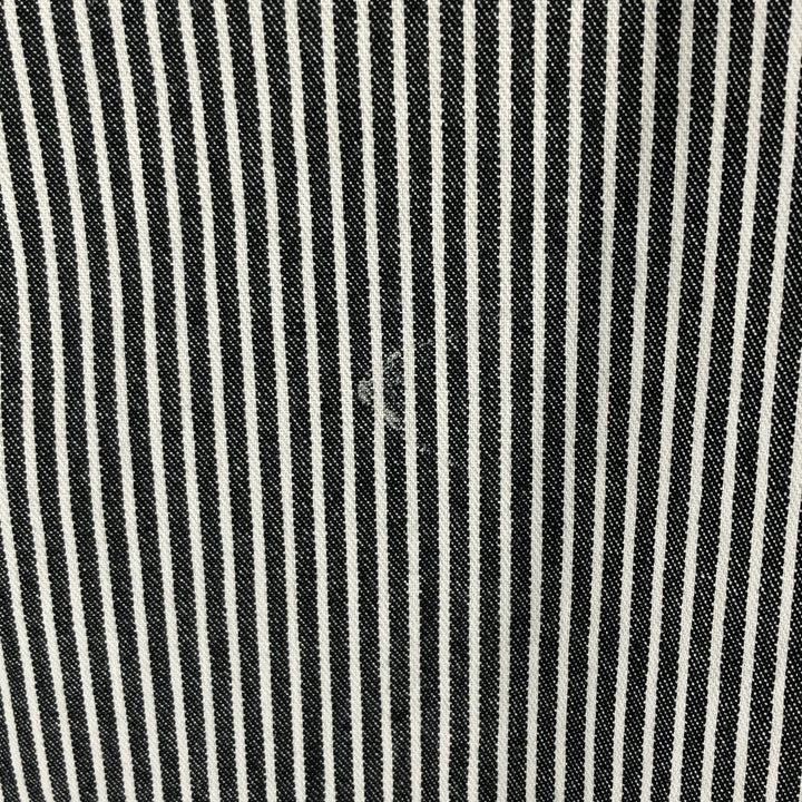 80'S Ben Davis Stripe Pattern Half Zip Short Sleeve Work Shirt Box Shirt Made in USA Men's XXL Vintage cotton black type Vintage Second Hand