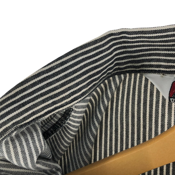 80'S Ben Davis Stripe Pattern Half Zip Short Sleeve Work Shirt Box Shirt Made in USA Men's XXL Vintage cotton black type Vintage Second Hand