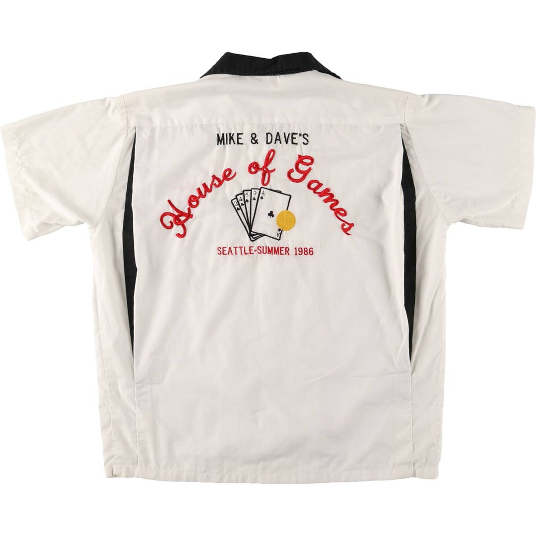 Open collar bowling shirt, box shirt, made in USA, men's size M cotton white type Vintage Second Hand