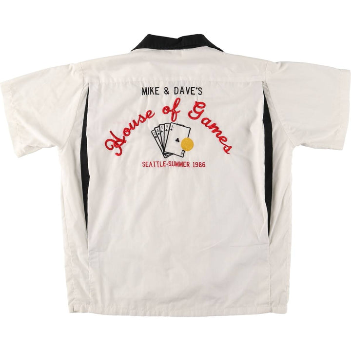 Open collar bowling shirt, box shirt, made in USA, men's size M cotton white type Vintage Second Hand