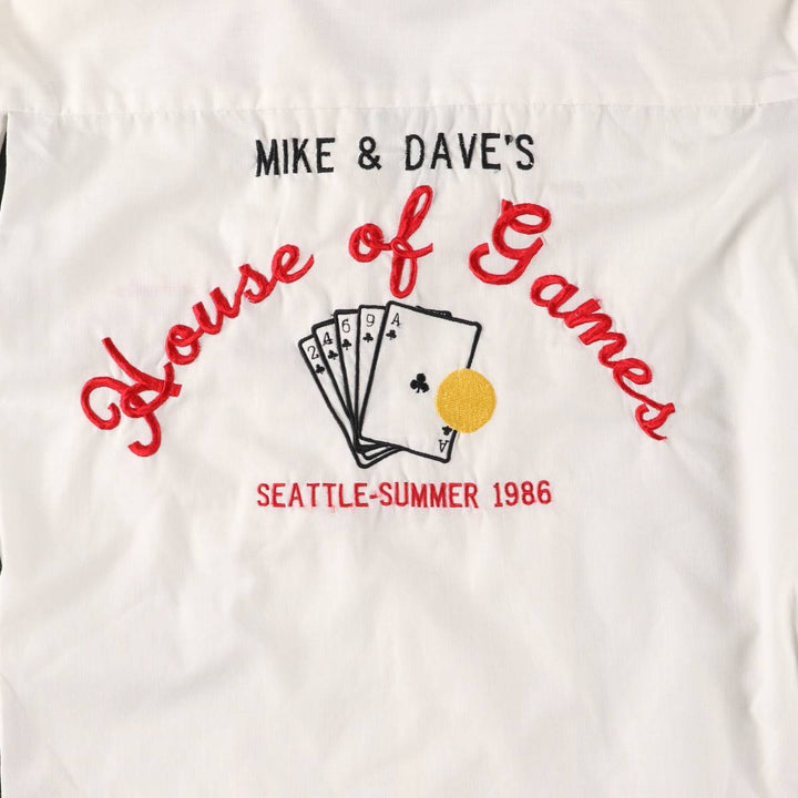 Open collar bowling shirt, box shirt, made in USA, men's size M cotton white type Vintage Second Hand