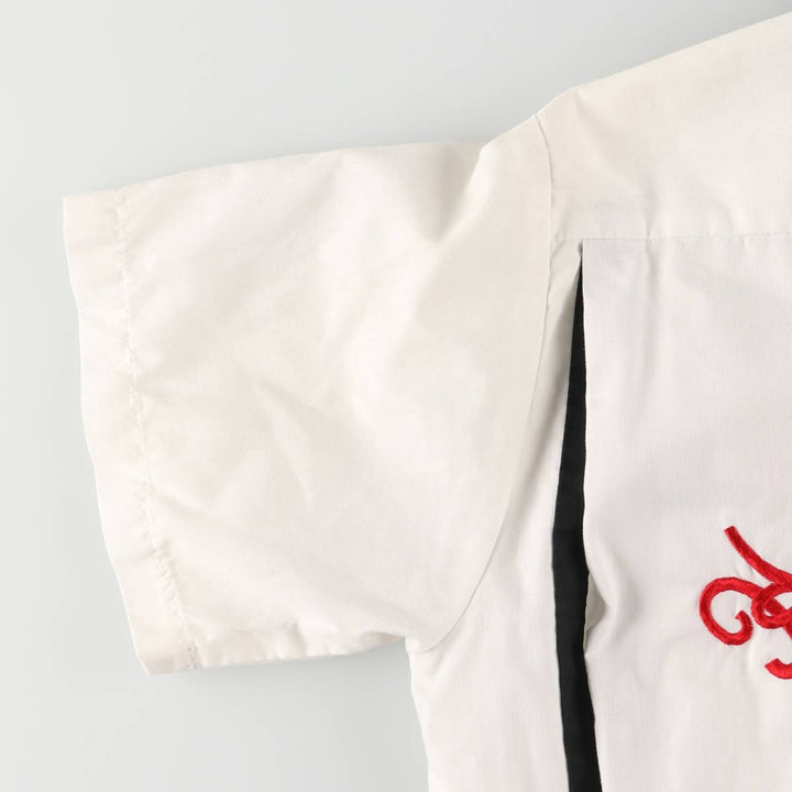 Open collar bowling shirt, box shirt, made in USA, men's size M cotton white type Vintage Second Hand