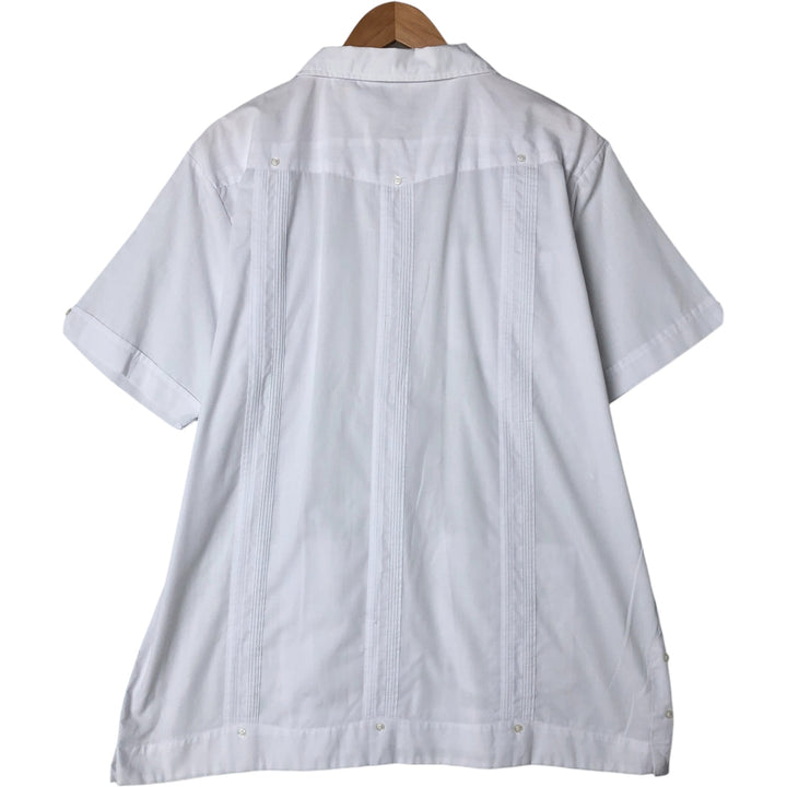 80'S ROMANI Short Sleeve Open Collar Mexican Shirt Cuban Shirt Box Shirt Men's Size L polyester white type Vintage Second Hand