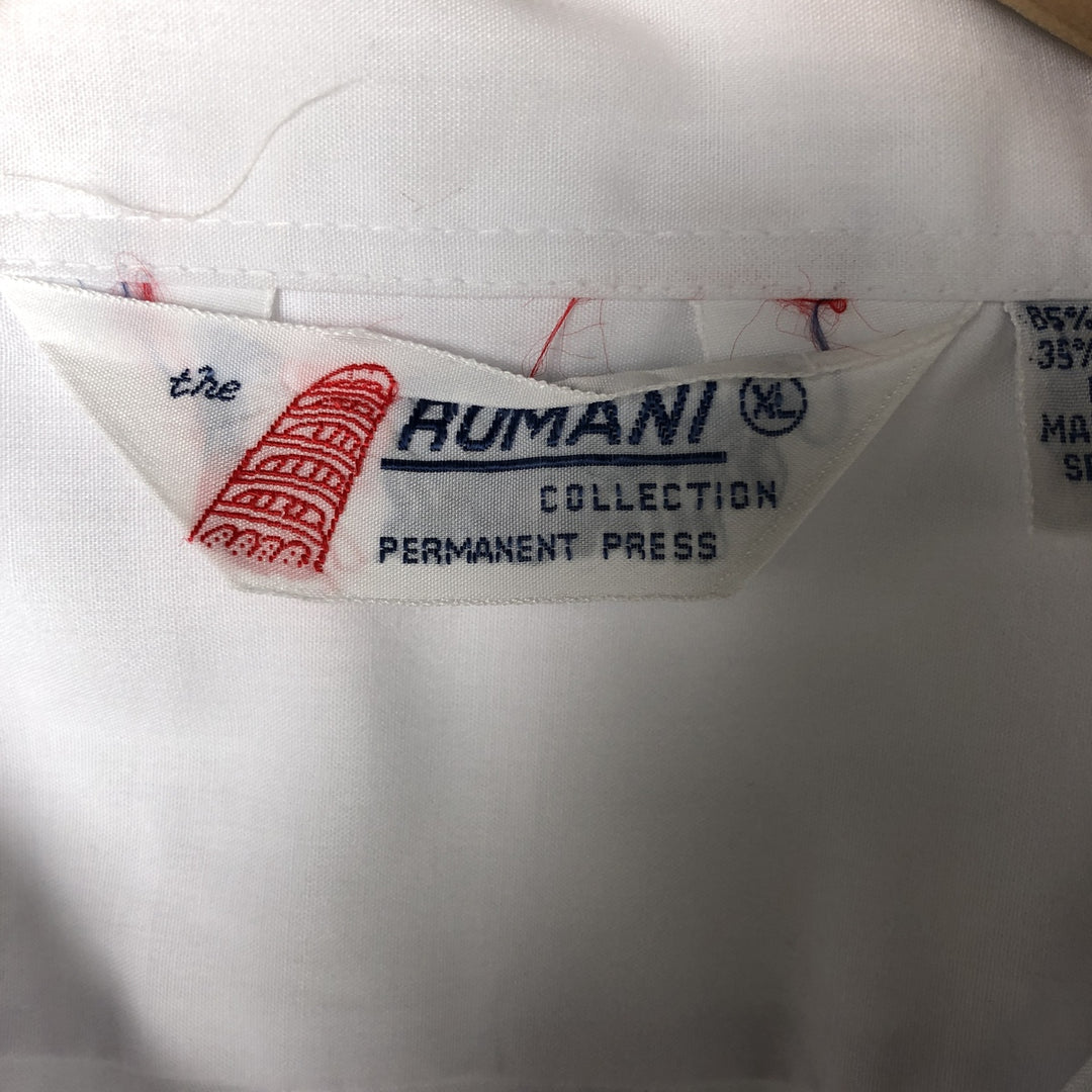 80'S ROMANI Short Sleeve Open Collar Mexican Shirt Cuban Shirt Box Shirt Men's Size L polyester white type Vintage Second Hand