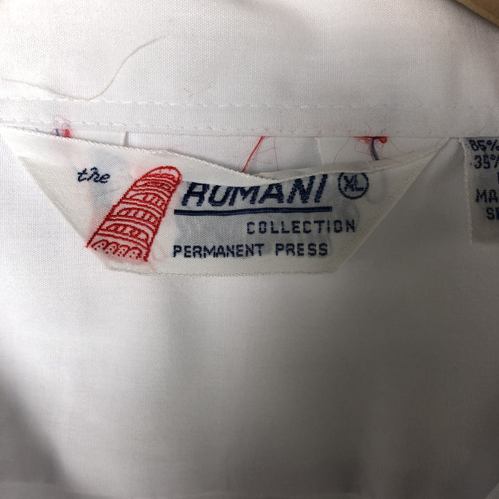 80'S ROMANI Short Sleeve Open Collar Mexican Shirt Cuban Shirt Box Shirt Men's Size L polyester white type Vintage Second Hand