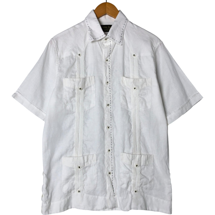 Cristian Lagares Hidden Button Down Short Sleeve Mexican Shirt Cuban Shirt Box Shirt Men's M unclear white type Vintage Second Hand
