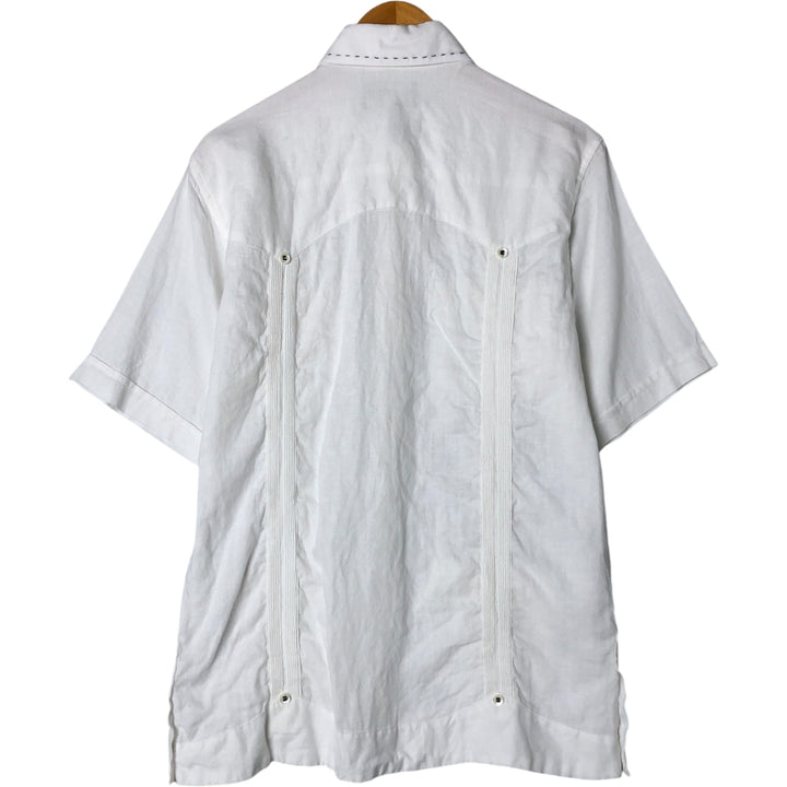 Cristian Lagares Hidden Button Down Short Sleeve Mexican Shirt Cuban Shirt Box Shirt Men's M unclear white type Vintage Second Hand