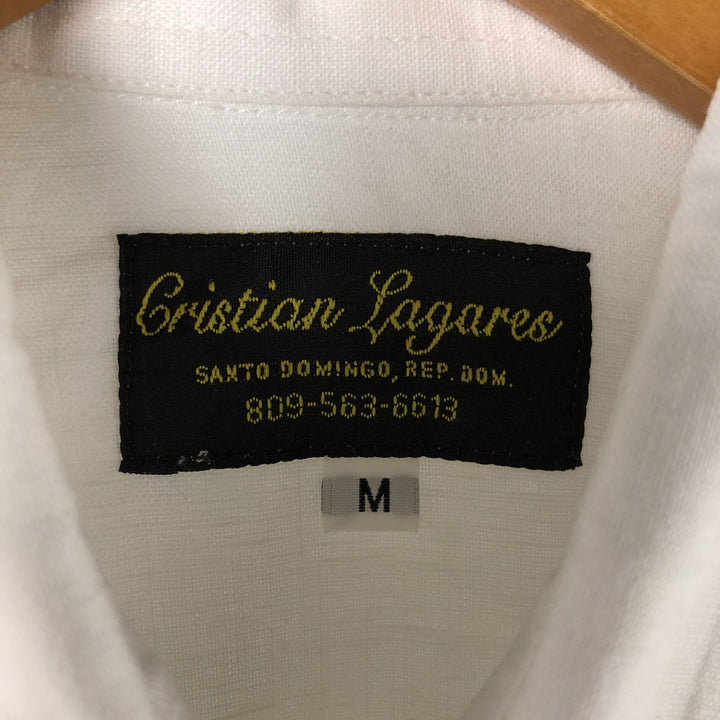 Cristian Lagares Hidden Button Down Short Sleeve Mexican Shirt Cuban Shirt Box Shirt Men's M unclear white type Vintage Second Hand