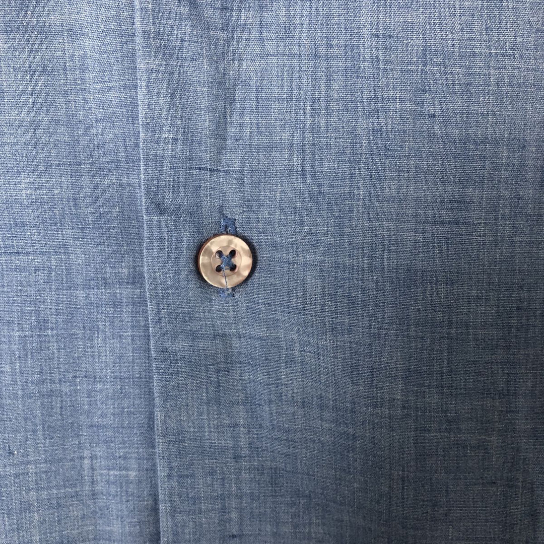 GUAYABERA Short Sleeve Open Collar Mexican Shirt Cuban Shirt Box Shirt Men's XL Size polyester Blue type light blue Vintage Second Hand