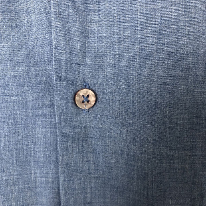 GUAYABERA Short Sleeve Open Collar Mexican Shirt Cuban Shirt Box Shirt Men's XL Size polyester Blue type light blue Vintage Second Hand