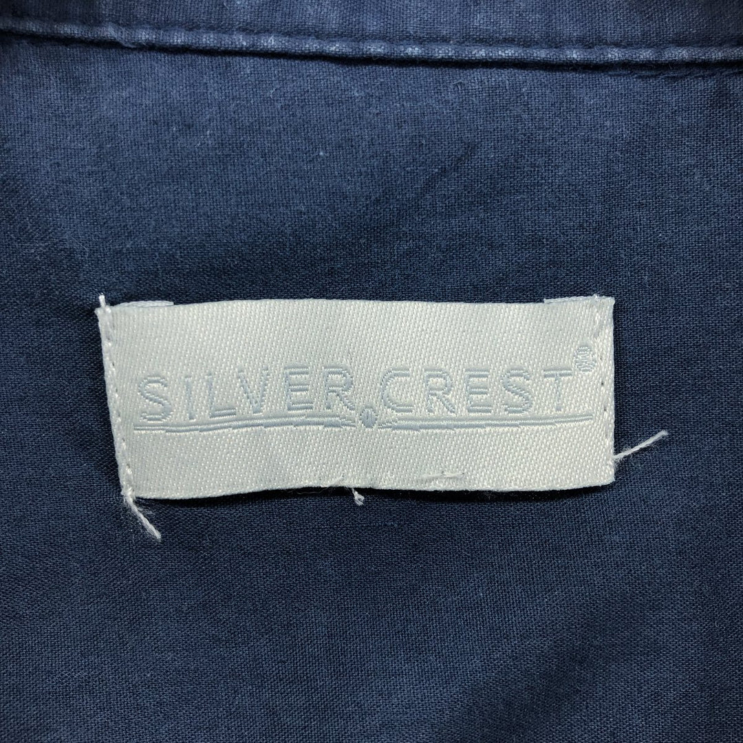 SILVER CREST Short Sleeve Mexican Shirt Cuban Shirt Box Shirt Men's XL Size cotton Navy blue Vintage Second Hand