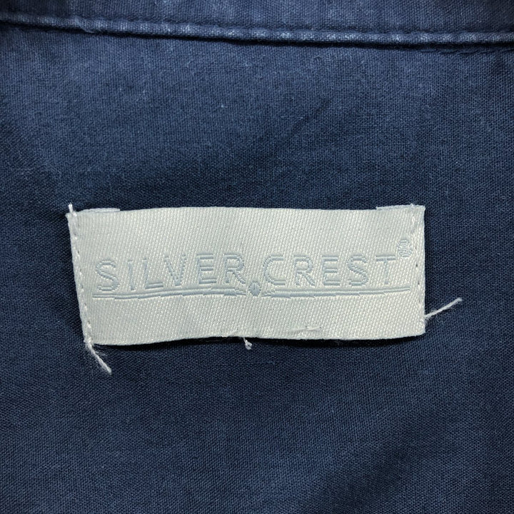 SILVER CREST Short Sleeve Mexican Shirt Cuban Shirt Box Shirt Men's XL Size cotton Navy blue Vintage Second Hand