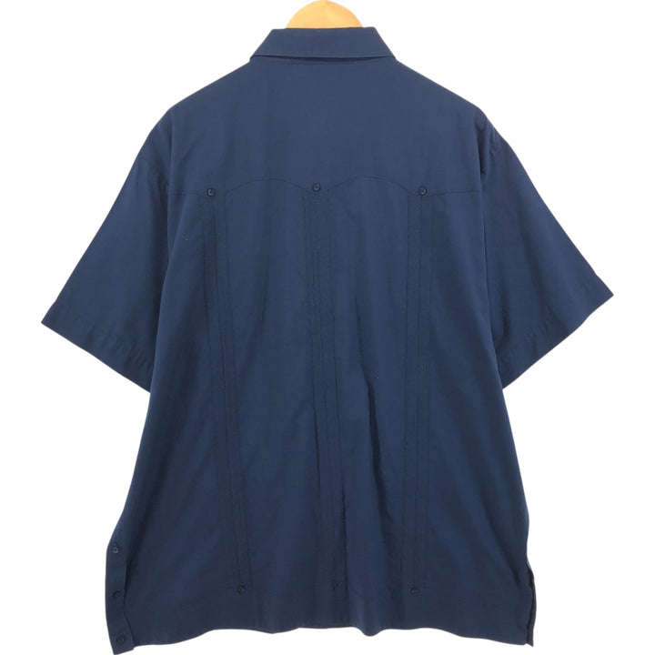 MOJITO Short Sleeve Mexican Shirt, Cuban Shirt, Box Shirt, Men's XL Size unclear navy blue type Vintage Second Hand