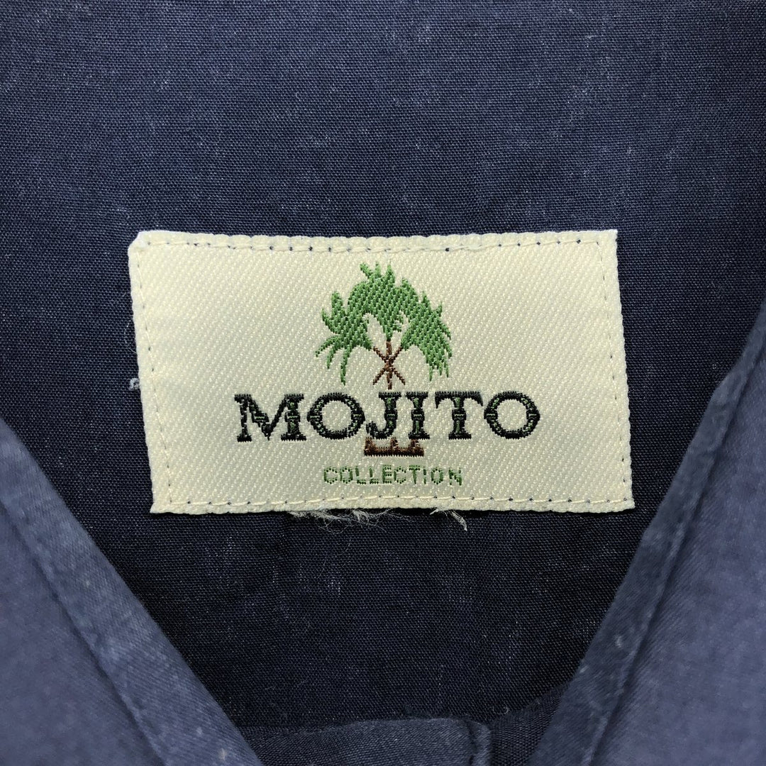 MOJITO Short Sleeve Mexican Shirt, Cuban Shirt, Box Shirt, Men's XL Size unclear navy blue type Vintage Second Hand