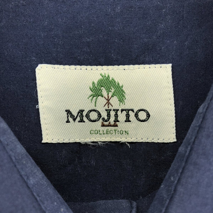 MOJITO Short Sleeve Mexican Shirt, Cuban Shirt, Box Shirt, Men's XL Size unclear navy blue type Vintage Second Hand