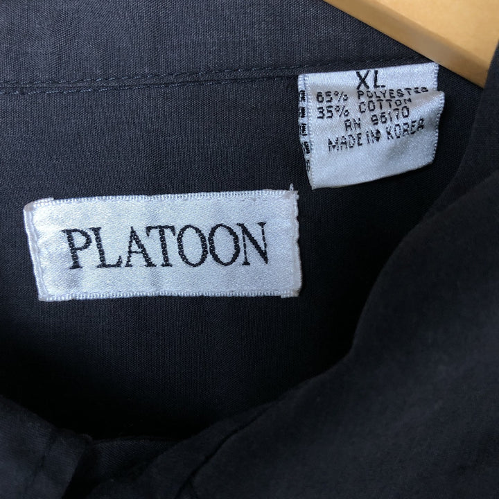 PLATOON Short Sleeve Mexican Shirt, Cuban Shirt, Box Shirt, Men's XL Size polyester black type Vintage Second Hand